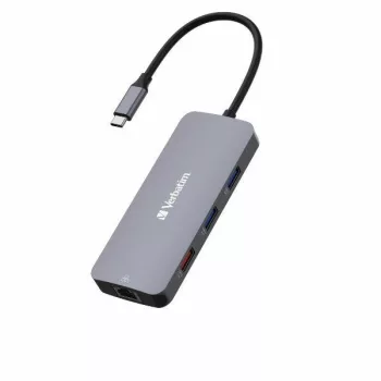   Verbatim USB-C HDMI/3xUSB-A/SD/microSD/2xUSB-C/Eternet alumínium 32152, USB-HUB