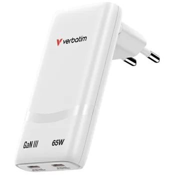 Verbatim Fold n Go hálózati töltő GaN 65W, fehér 32355