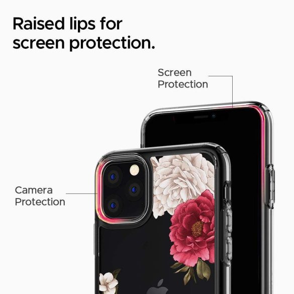 Spigen Ciel iPhone 11 Pro rózsa mintás hátlap, tok, átlátszó