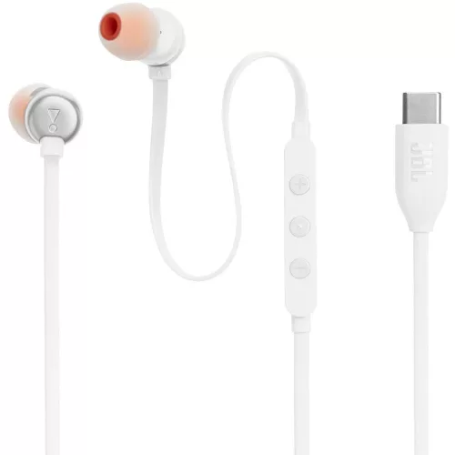 JBL Tune 310C, vezetékes fülhallgató, fehér