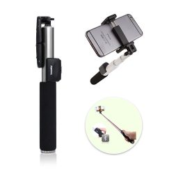   Remax Bluetooth selfie stick, szelfi bot, távirányítóval, 100cm fekete