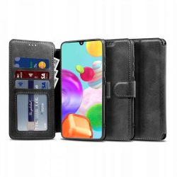   Tech-Protect Wallet Samsung Galaxy A41 eredeti bőr, oldalra nyíló tok, fekete