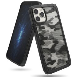   Ringke Fusion X iPhone 12/12 Pro hátlap, tok, mintás, fekete