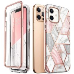  Supcase Cosmo iPhone 12/12 Pro hátlap, tok, márvány mintás, rózsaszín