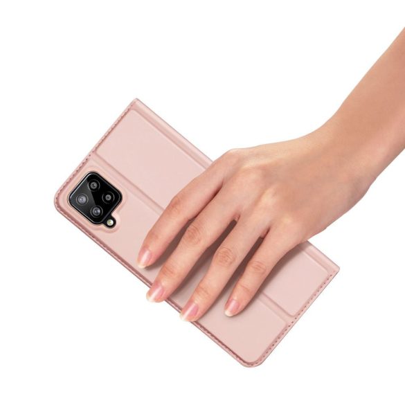 Dux Ducis Skin Pro Samsung Galaxy A12 oldalra nyíló tok, rozé arany