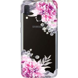   Casegadget Samsung Galaxy A20e fehér virágok mintás, hátlap, tok, színes