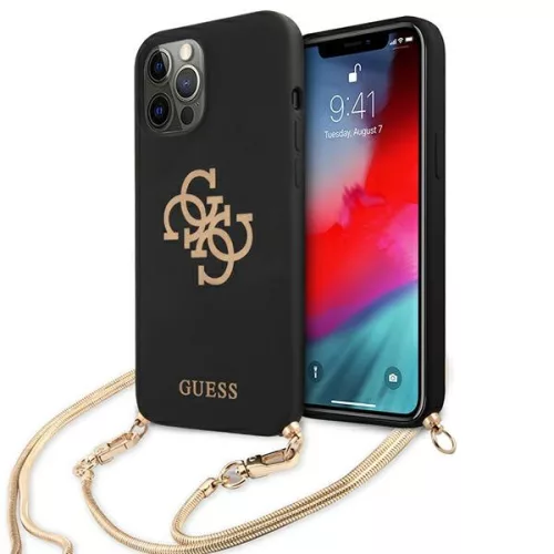 Guess GUHCP12LLSC4GBK iPhone 12 Pro Max 6,7" 4G Gold Chain Collection tok, fekete