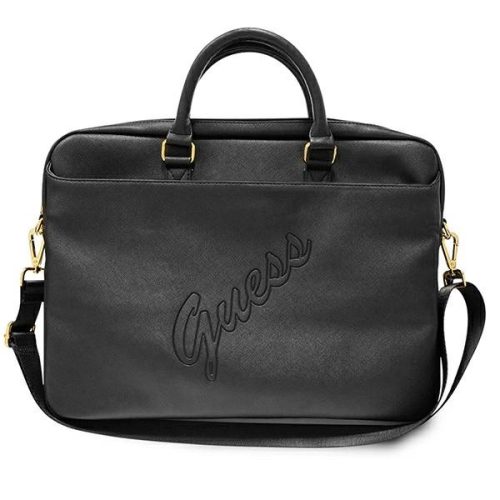 Guess laptop táska GUCB15PUSASBK 15" Saffiano Script, fekete