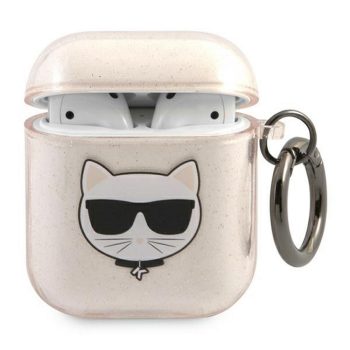   Karl Lagerfeld KLA2UCHGD AirPods 1/2 cover Glitter Choupette tok, arany