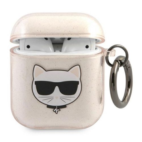 Karl Lagerfeld KLA2UCHGD AirPods 1/2 cover Glitter Choupette tok, arany