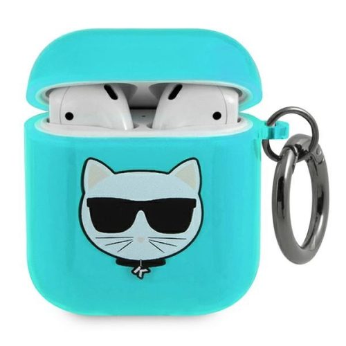 Karl Lagerfeld KLA2UCHFL AirPods 1/2 cover tok, kék Choupette