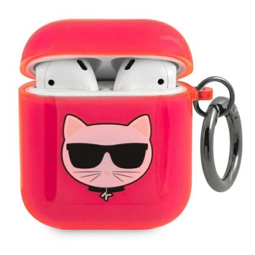 Karl Lagerfeld KLA2UCHFP AirPods 1/2 cover Choupette tok, rózsaszín