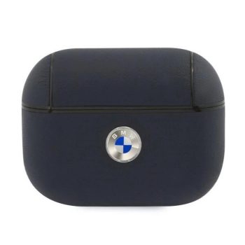  BMW BMAPSSLNA AirPods Pro cover Geniune Leather Silver Logo tok, sötétkék