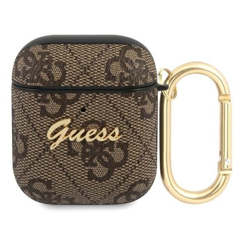 Guess GUA24GSMW AirPods 1/2 cover 4G Script Metal Collection tok, barna