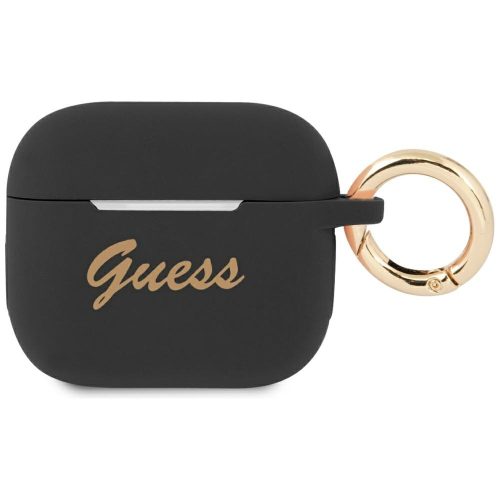 Guess GUA3SSSK AirPods 3 cover Silicone Vintage Script tok, fekete
