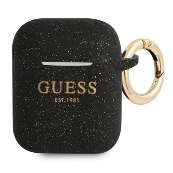   GUESS APPLE AirPods 1/2 GUA2SGGEK (Silicone Glitter) tok, fekete