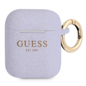 Guess GUA2SGGEU AirPods 1/2 cover Silicone Glitter tok, lila