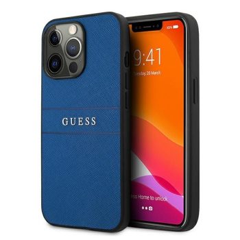   Guess GUHCP13XPSASBBL iPhone 13 Pro Max 6,7" Saffiano Strap tok, sötétkék