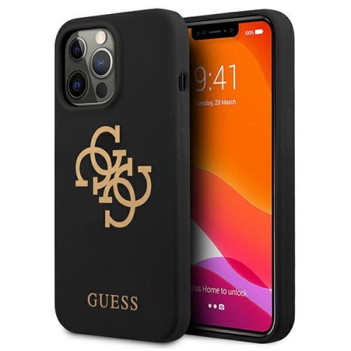 Guess GUHCP13XLS4GGBK iPhone 13 Pro Max 6,7" Silicone 4G Logo tok, fekete