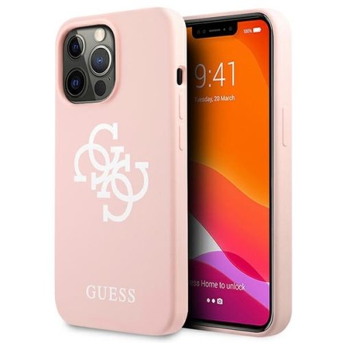 Guess GUHCP13XLS4GWPI iPhone 13 Pro Max 6,7" hard case Silicone 4G Logo tok, rózsaszín
