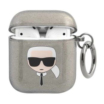   Karl Lagerfeld case Airpods 1/2 KLA2UKHGK Glitter Karl's Head tok, fekete