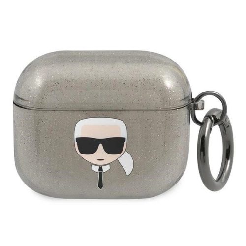 Karl Lagerfeld KLA3UKHGK AirPods 3 cover Glitter Karl's Head tok, fekete