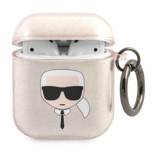 Karl Lagerfeld case Airpods 1/2 KLA2UKHGD Glitter Karl's Head tok, arany
