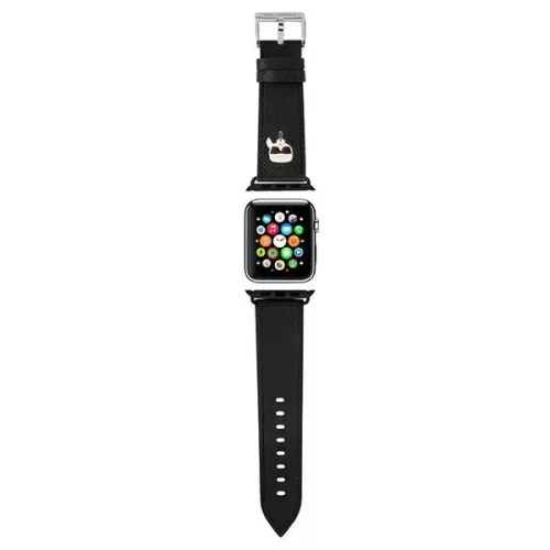 Karl Lagerfeld KLAWMOKHK Saffiano Karl Heads Apple Watch óraszíj 38/40/41mm, fekete