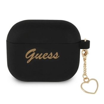   Guess GUA3LSCHSK AirPods 3 cover Silicone Charm Heart Collection tok, fekete