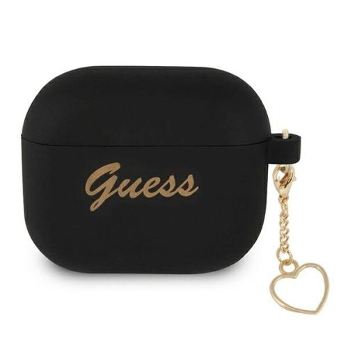 Guess GUA3LSCHSK AirPods 3 cover Silicone Charm Heart Collection tok, fekete