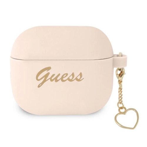 GUESS APPLE AirPods 3 GUA3LSCHSP (Silicone Charm Heart Collection) tok, rózsaszín