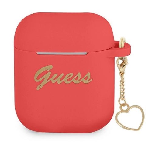 GUESS APPLE AirPods 1/2 GUA2LSCHSR (Silicone Charm Heart Collection) tok, piros