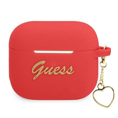 GUESS APPLE AirPods 3 GUA3LSCHSR (Silicone Charm Heart Collection) tok, piros