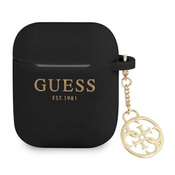   Guess GUA2LSC4EK AirPods 1/2 cover Silicone Charm 4G Collection tok, fekete