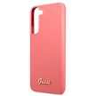 Guess GUHCS22MLSLMGFU Silicone Script Metal Logo Samsung Galaxy S22 Plus tok, rózsaszín
