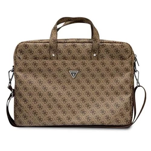 Guess Saffiano 4G Triangle Logo laptop táska, barna