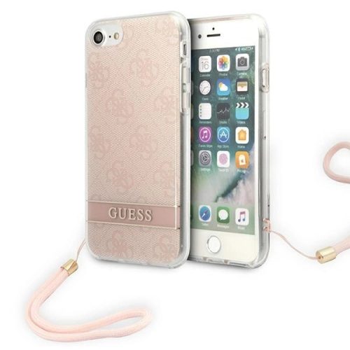 Guess case iPhone SE 2022 / SE 2020 / 7 / 8 GUOHCI8H4STP Print 4G Cord tok, rózsaszín