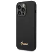 Guess GUHCP14XSLSMK iPhone 14 Pro Max 6,7" Silicone Vintage Gold Logo tok, fekete