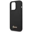 Guess GUHCP14XSLSMK iPhone 14 Pro Max 6,7" Silicone Vintage Gold Logo tok, fekete