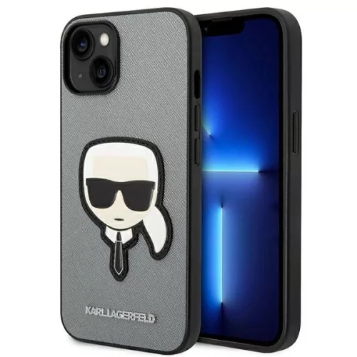 Karl Lagerfeld KLHCP14SSAPKHG iPhone 14/13 6,1" Saffiano Karl's Head Patch tok, ezüst
