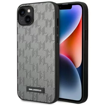   Karl Lagerfeld KLHCP14SSAKLHPG iPhone 14 6,1" Saffiano Mono Metal Logo tok, szürke