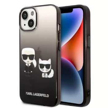   Karl Lagerfeld KLHCP14STGKCK iPhone 14 6,1" Gradient Ikonik Karl & Choupette tok, fekete