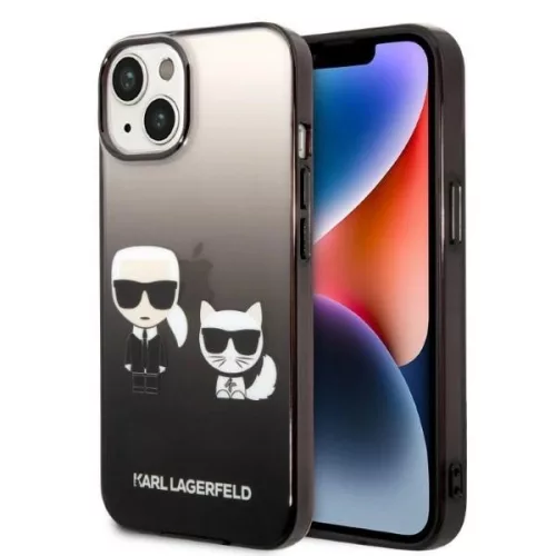 Karl Lagerfeld KLHCP14STGKCK iPhone 14 6,1" Gradient Ikonik Karl & Choupette tok, fekete