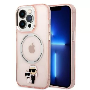   Karl Lagerfeld case iPhone 14 Pro Max 6,7" KLHMP14XHNKCIP Magsafe IML NFT Karl&Choupette tok, rózsaszín