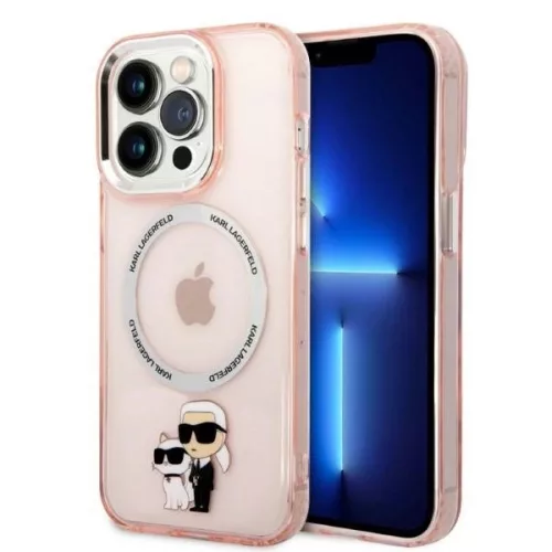 Karl Lagerfeld case iPhone 14 Pro Max 6,7" KLHMP14XHNKCIP Magsafe IML NFT Karl&Choupette tok, rózsaszín