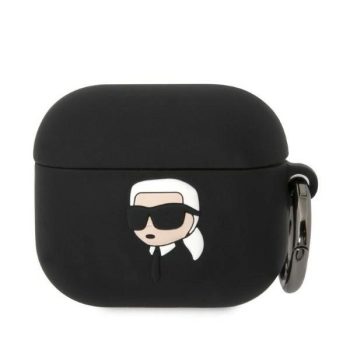   Karl Lagerfeld KLA3RUNIKK AirPods 3 cover tok, fekete Silicone Karl Head 3D tok, fekete