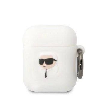   Karl Lagerfeld KLA2RUNIKH AirPods 1/2 cover Silicone Karl Head 3D tok, fehér