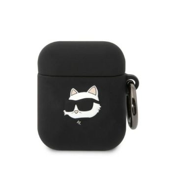   KARL LAGERFELD KLA2RUNCHK Apple Airpods 1 / 2 3D Sil NFT Choupette tok, fekete