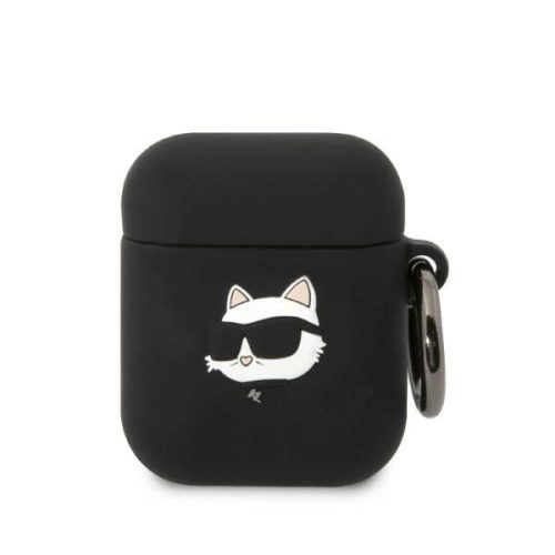 KARL LAGERFELD KLA2RUNCHK Apple Airpods 1 / 2 3D Sil NFT Choupette tok, fekete