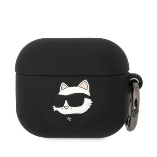 Karl Lagerfeld KLA3RUNCHK AirPods 3 cover tok, fekete Silicone Choupette Head 3D tok, fekete